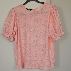 Dokotoo Pink Ruffled Flutter Sleeve Blouse